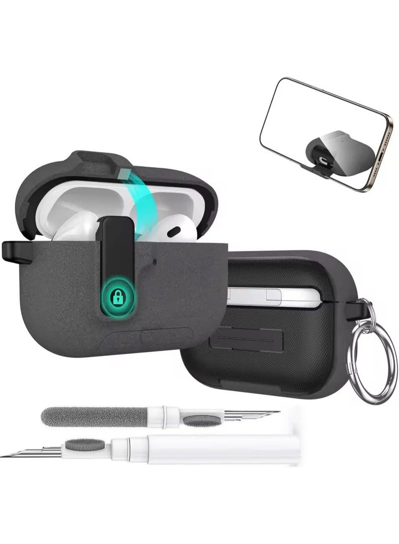 Lock Case for Apple Airpods Pro 3 (2025), Rugged Protection with Secure Lock for Airpods Pro 3 3rd Generation Cover with Cleaner Kit (Fluffy Grey, AirPods Pro 3 (2025)) - Image 1